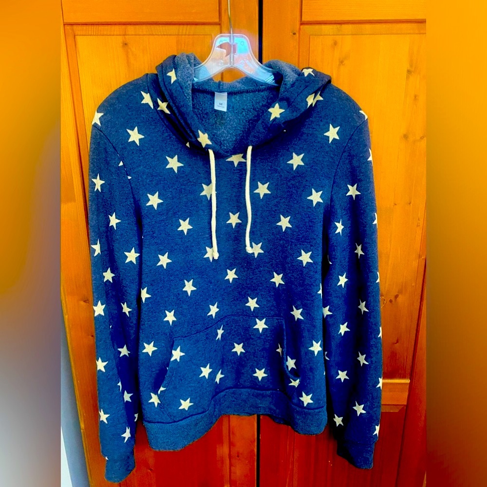 Alternative Apparel  Navy star pattern hoodie / size medium